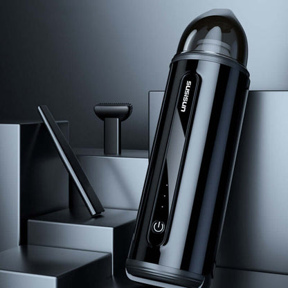 The Dropshipman Wireless Car Vacuum Cleaner displayed against a modern backdrop, highlighting its stylish look and powerful performance.