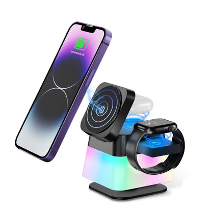 Dropshipman wireless charger for Apple devices with iPhone, AirPods, and Apple Watch charging station