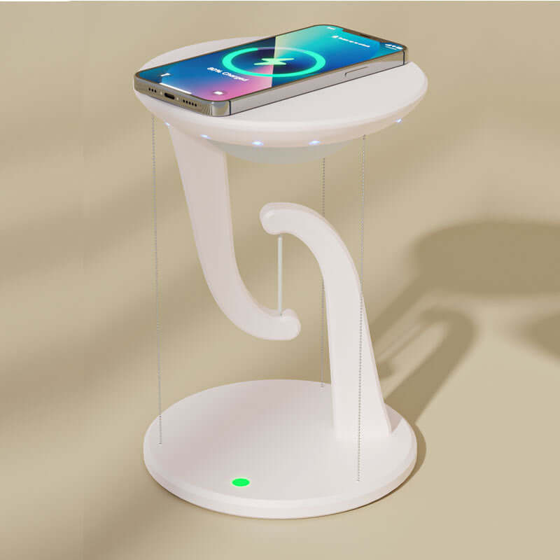 Dropshipman wireless charging lamp for office with sleek white design and smartphone charging