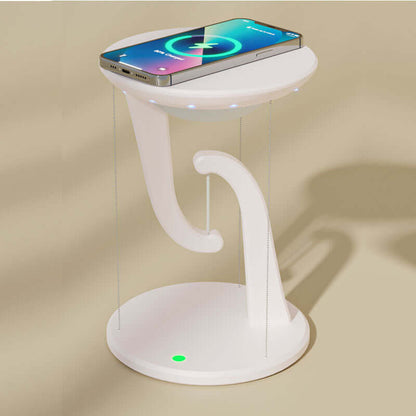 Dropshipman wireless charging lamp for office with sleek white design and smartphone charging