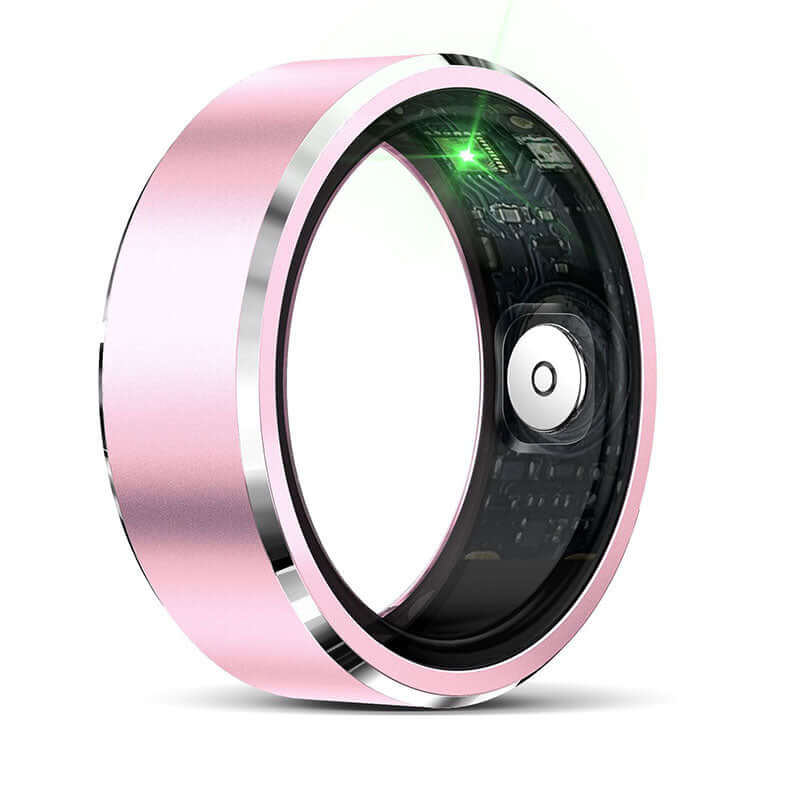 Xiaomi smart ring fitness tracker in pink with sleek design and built-in sensors for health monitoring