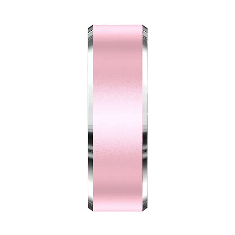 Pink Xiaomi smart ring fitness tracker with silver edges and sleek modern design by eprolo