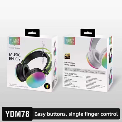 YDM78 head mounted wireless headset in black with colorful ear cups by eprolo